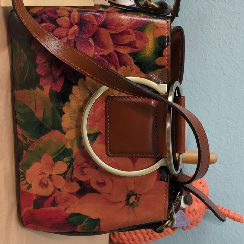 Patricia Nash Empoli Sachel Floral Leather Shoulder Or Hand  Bag Medium Sz NWT